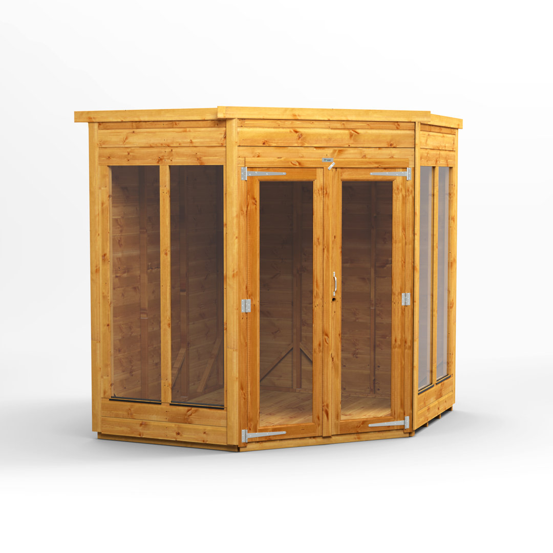Powersheds 6 x 6ft Timber Tongue & Groove Pent Corner Summerhouse Golden Brown 194.2cm W X 191.8cm D X 208cm H